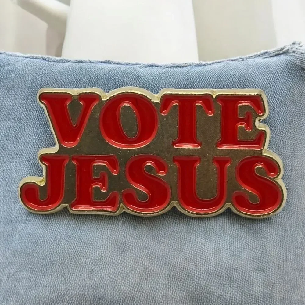 Vote Jesus Enamel Pin Christian Faith Lapel Hat Backpack Brooch NWT